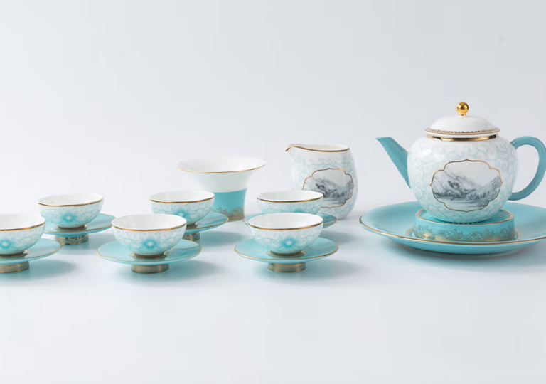 絲綢之路骨瓷茶具18件套禮盒裝