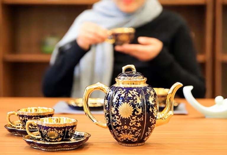 藍寶金枝豪華骨瓷茶具