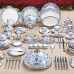 中国风青花骨瓷餐具52件套