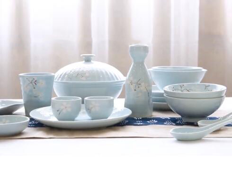 日式家用櫻花陶瓷碗盤餐具套裝批發
