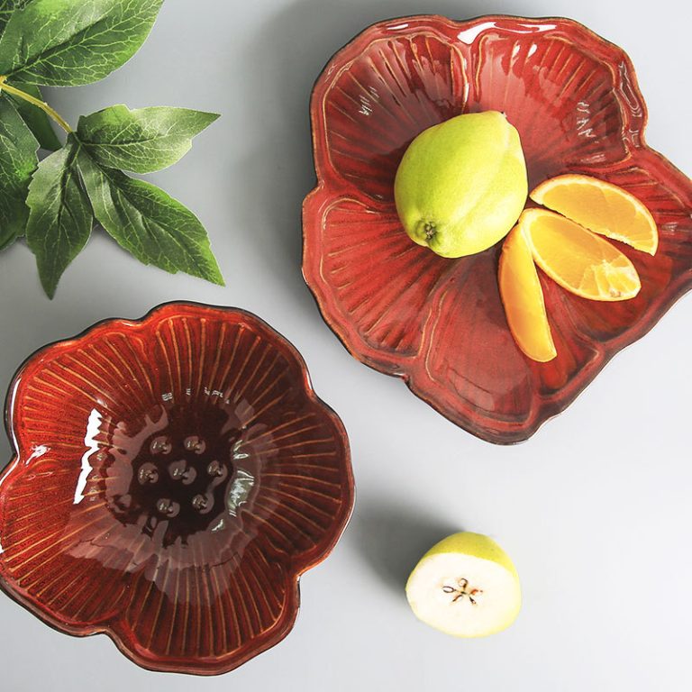 玉泉簡約風格6英寸浮雕陶瓷沙拉碗&果盤批發